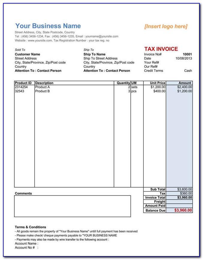 Editable Invoice Template Html With Css