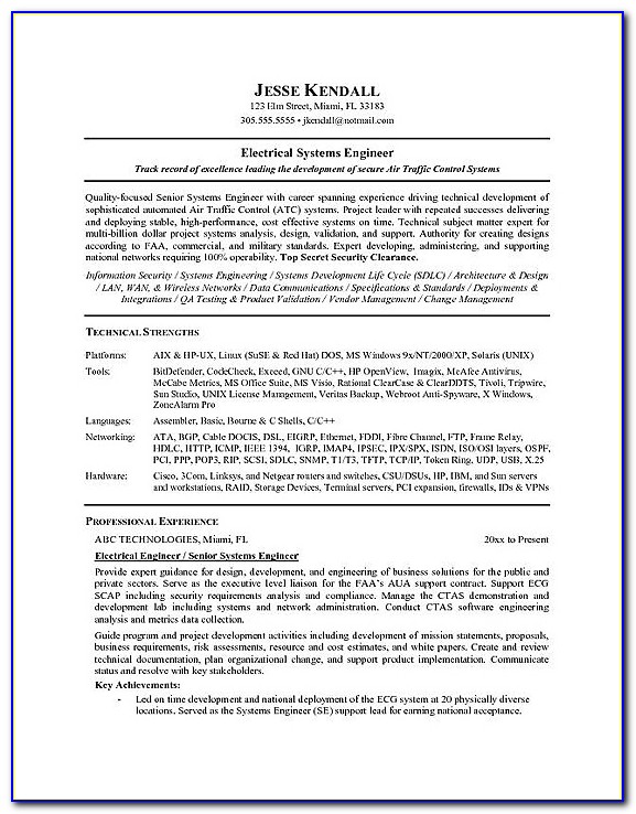 Electrical Engineering Student Resume Format Pdf
