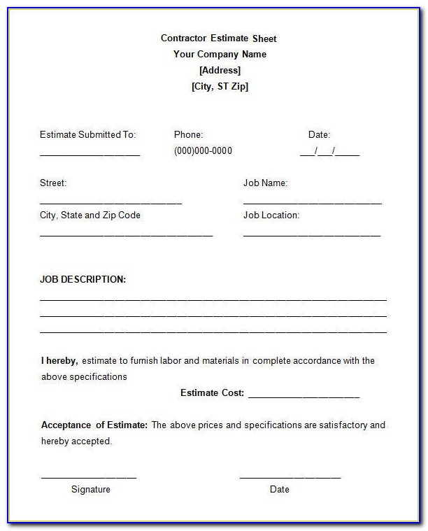 Electrical Estimate Template Free Download