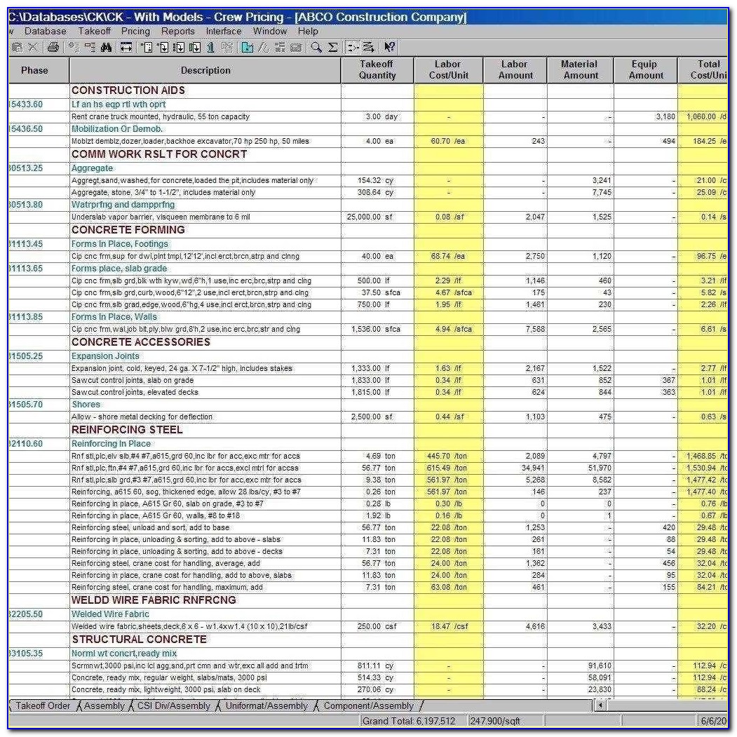 Electrical Estimating Spreadsheet Template