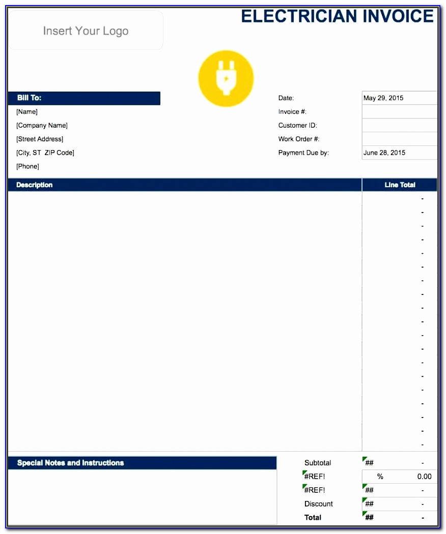 Electrical Invoice Template Uk
