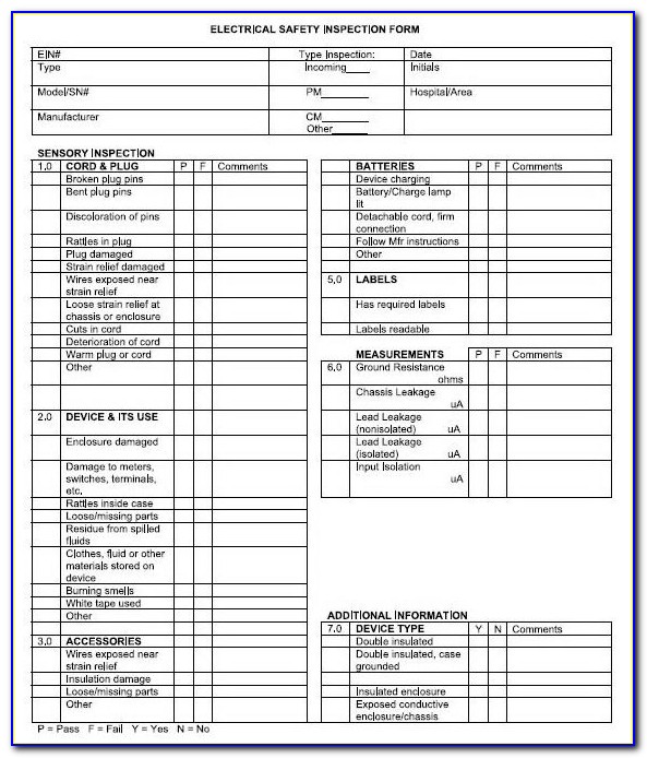 Electrical Maintenance Checklist Sample