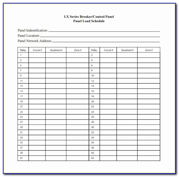 Electrical Panel Schedule Template Free