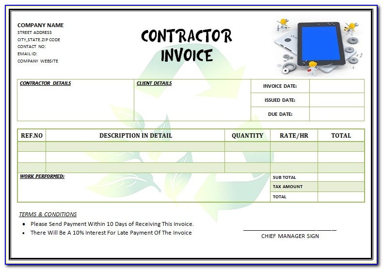 Electrician Invoice Template Word