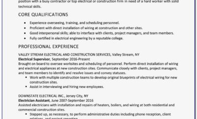 Electrician Resume Template Download