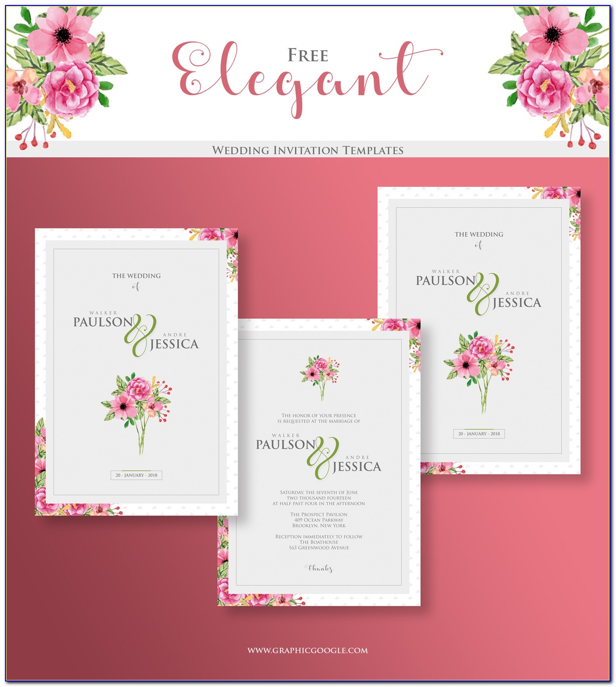 Elegant Wedding Invitation Card Template Free Download