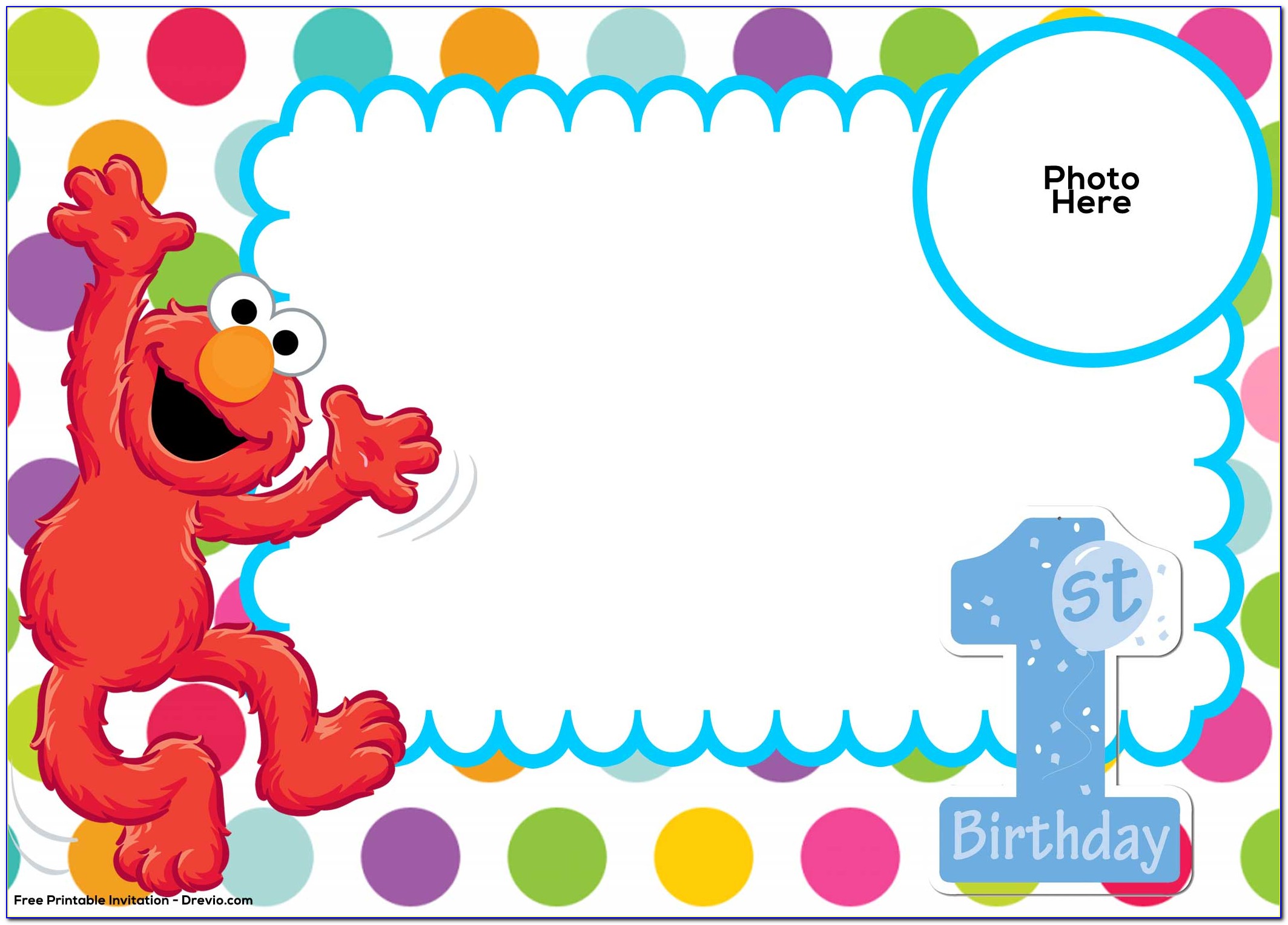 Elmo 1st Birthday Invitations Template