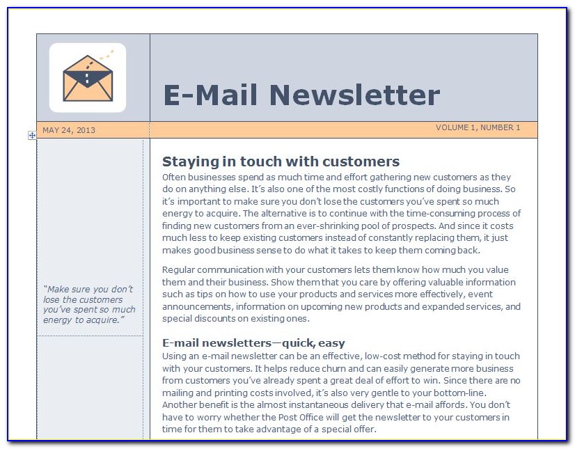 Email Newsletter Templates Outlook