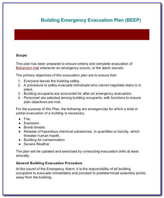 Emergency Evacuation Plan Template Pdf