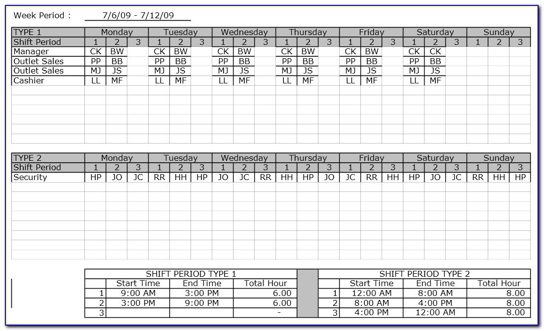 Employee Absence Schedule Excel Template