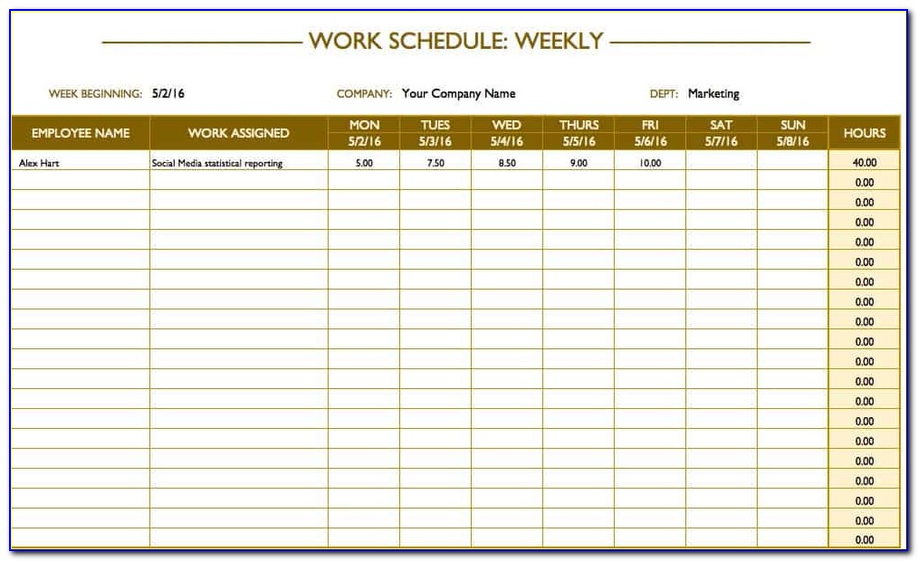 Employee Absence Schedule Template Excel