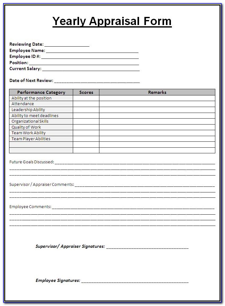 Employee Appraisal Form Template Uk