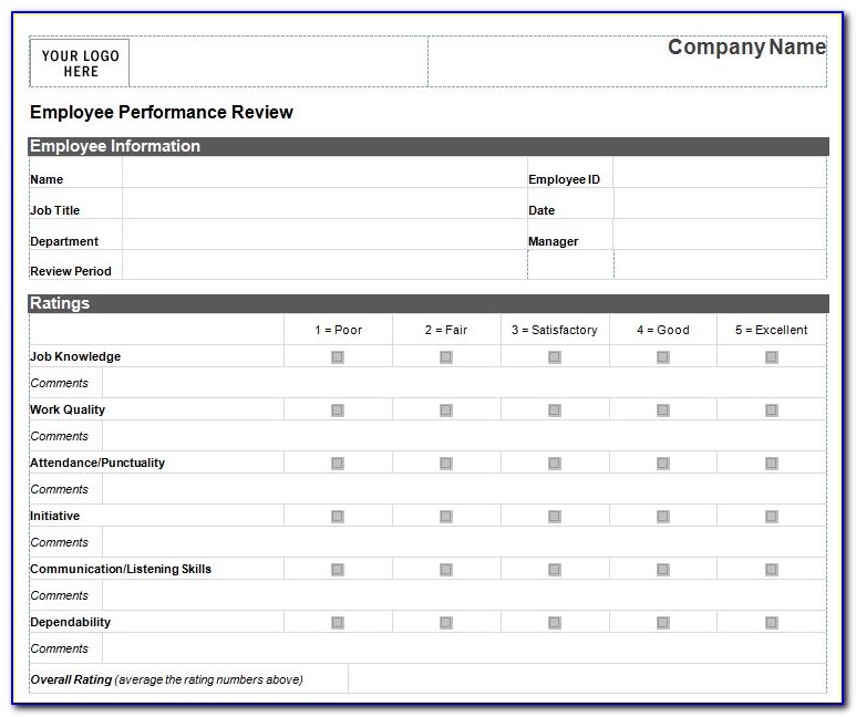 Employee Appraisal Forms Templates