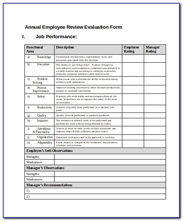 Employee Assessment Template Excel