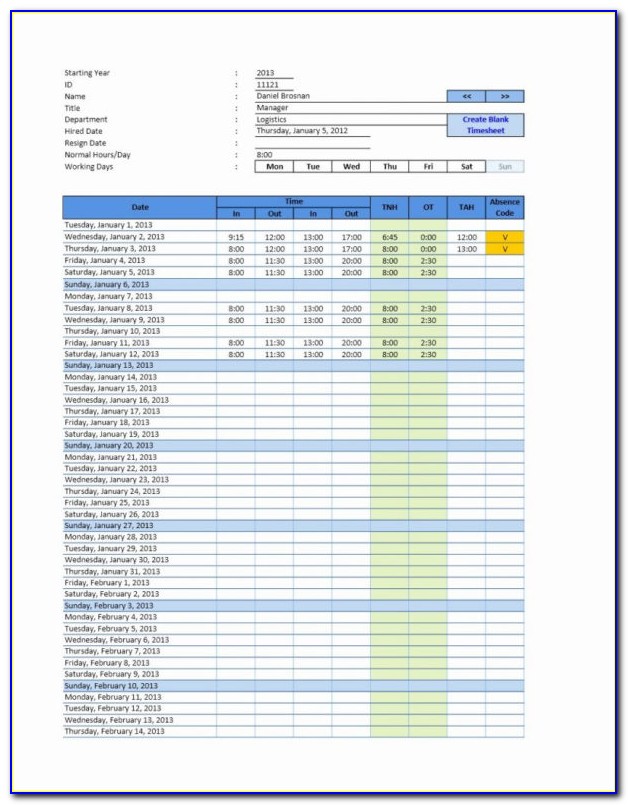 Employee Attendance Excel Template Free