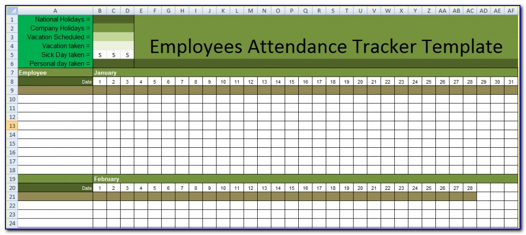 Employee Attendance Forms Excel