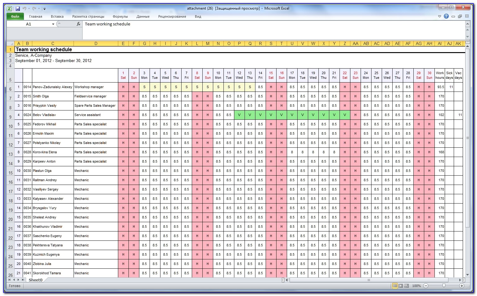 Employee Attendance Tracker Template Excel