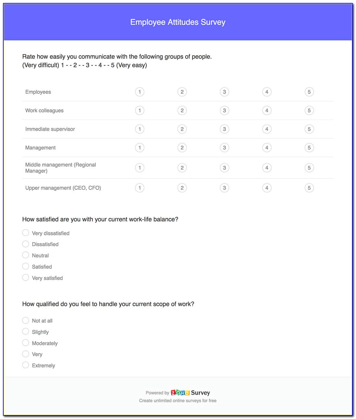 Employee Attitude Survey Questionnaire Sample