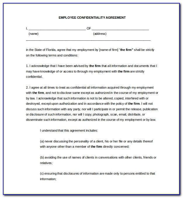 Employee Confidentiality Agreement Template Nz