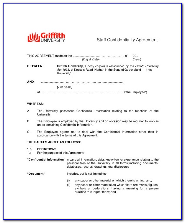 Employee Confidentiality Agreement Template Uk