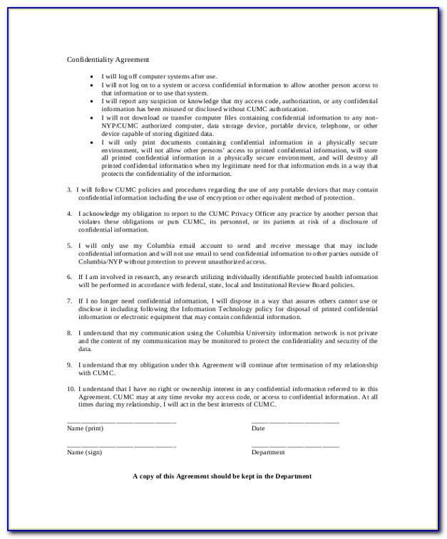 Employee Confidentiality Agreements Template