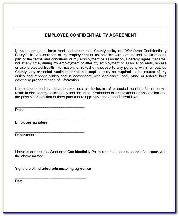 Employee Confidentiality Form Template
