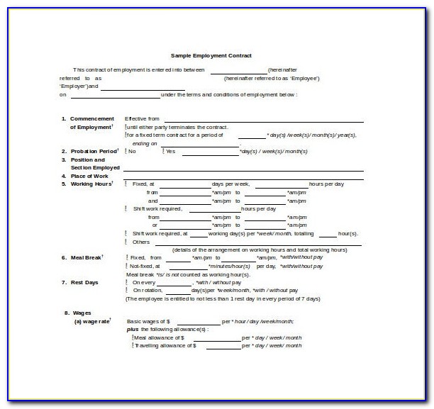 Employee Contract Template Canada