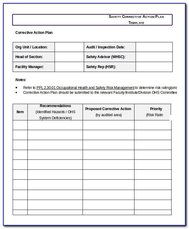 Employee Corrective Action Form Template