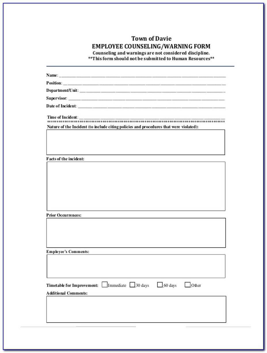 Employee Counseling Form Template Microsoft