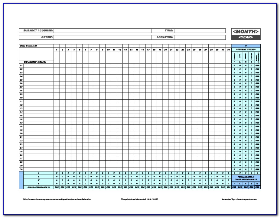 Employee Daily Attendance Sheet Template Excel