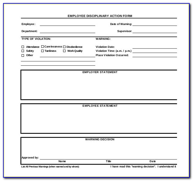 Employee Disciplinary Form Template Download