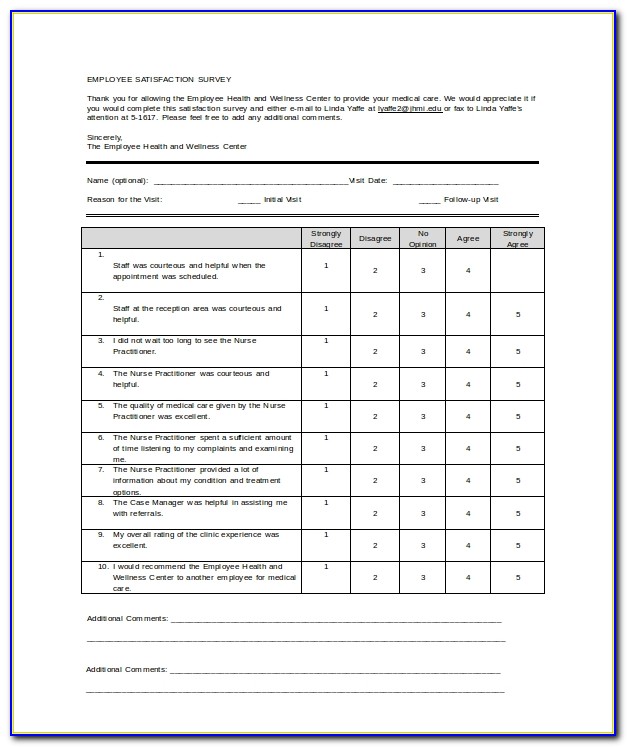 Employee Engagement Survey Questionnaire Doc