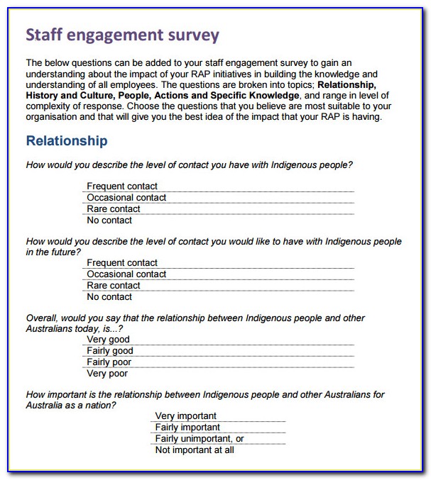 Employee Engagement Survey Questions Sample