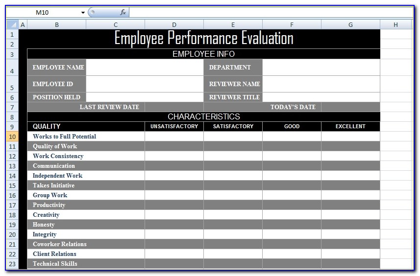 Employee Evaluation Forms Samples Free
