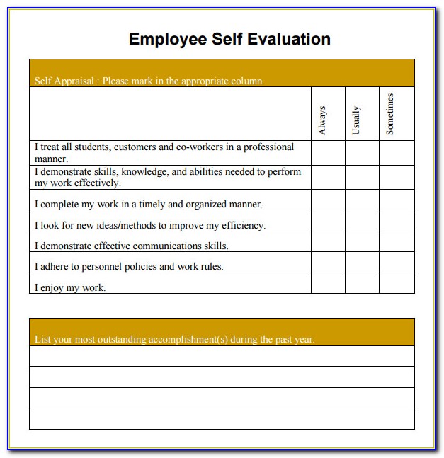 Employee Evaluation Template Doc