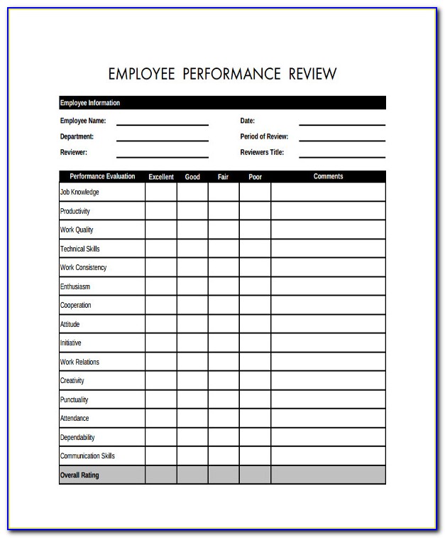 Employee Evaluation Template Pdf