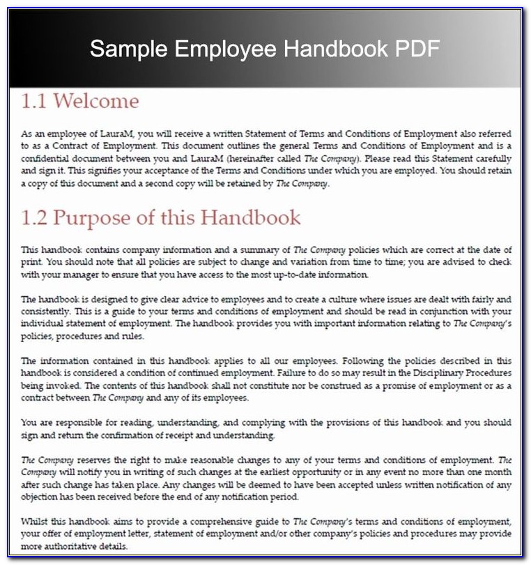 Employee Handbook Examples Free
