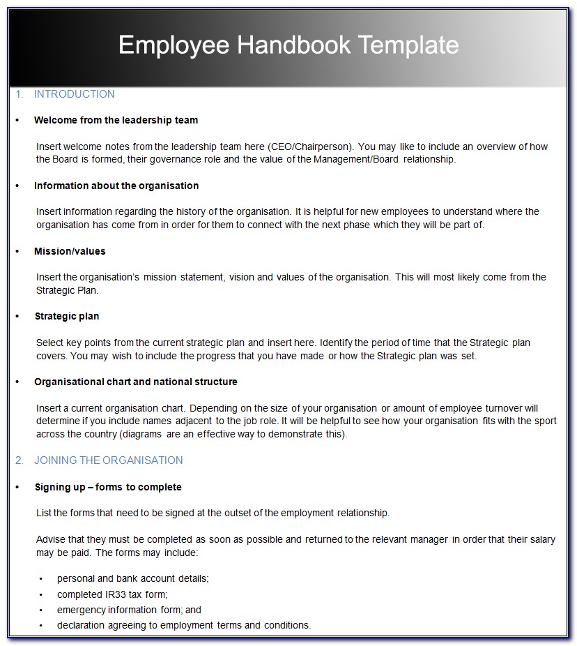 Employee Handbook Free Sample