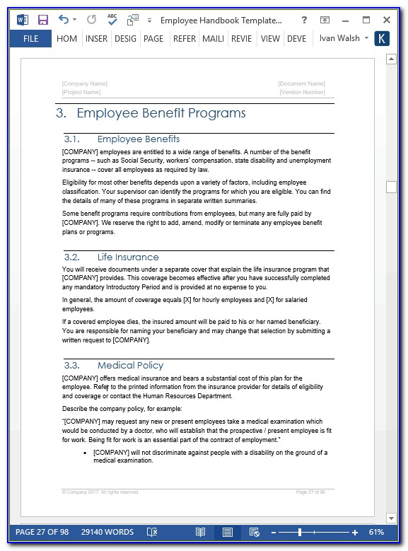 Employee Handbook Ppt Template