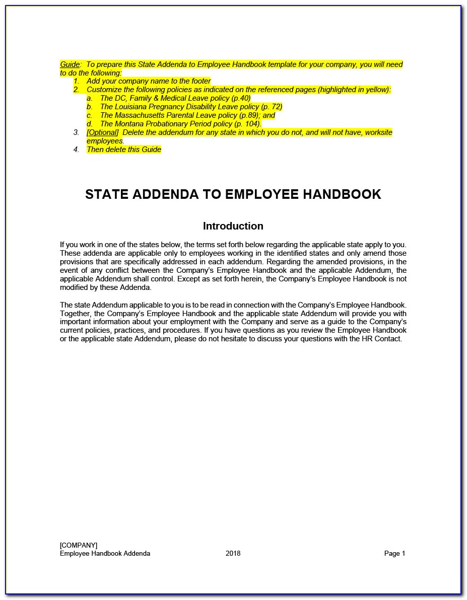 Employee Handbook Sample For Small Business