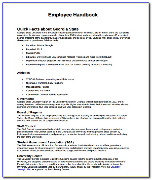 Employee Handbook Sample Uk