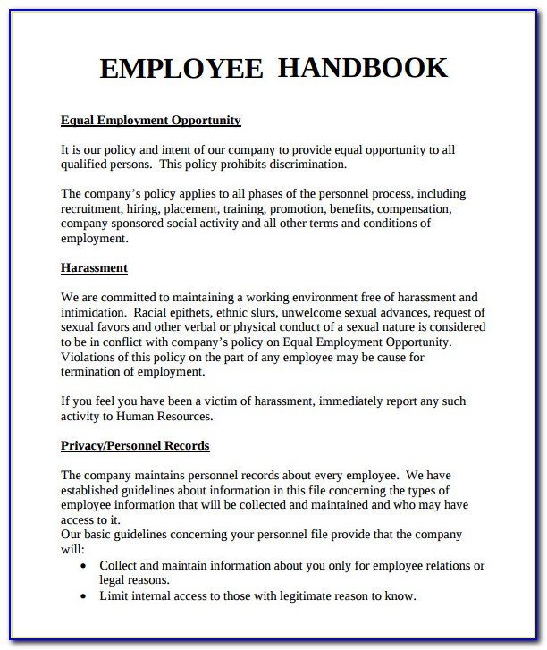 Employee Handbook Template Uk Free