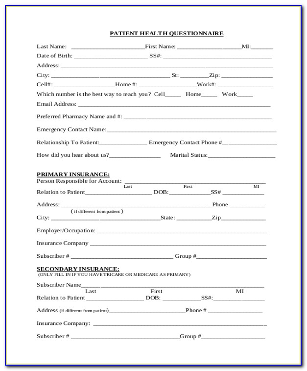 Employee Health Questionnaire Example