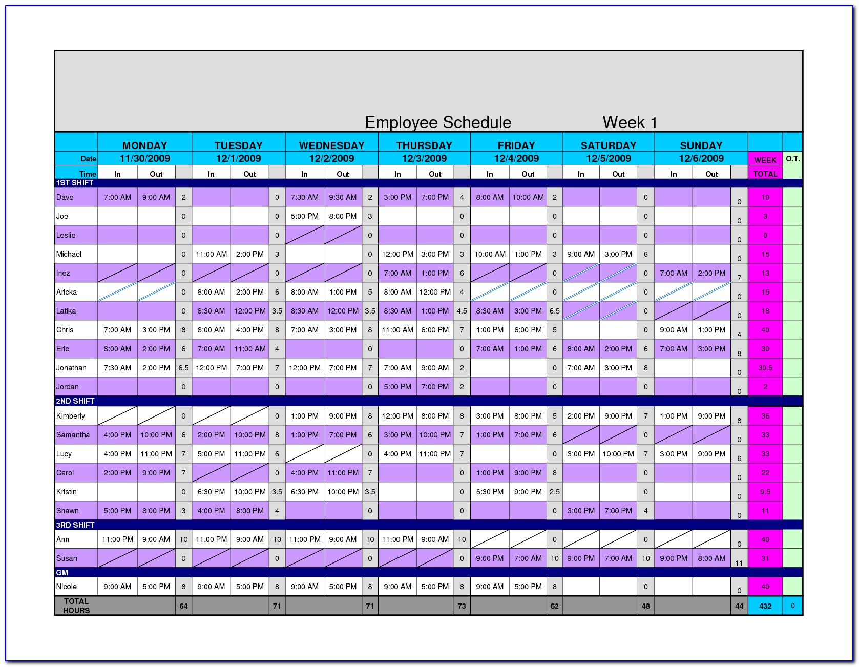 Employee Holiday Planner Excel Template