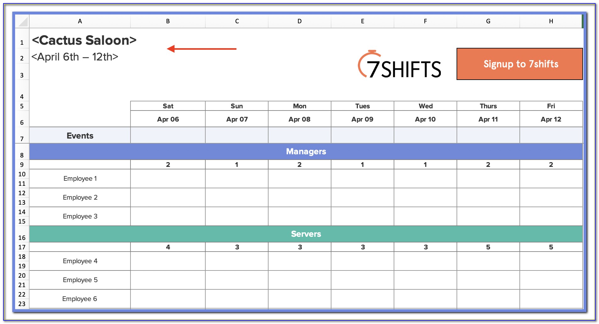 Employee Hours Spreadsheet Template