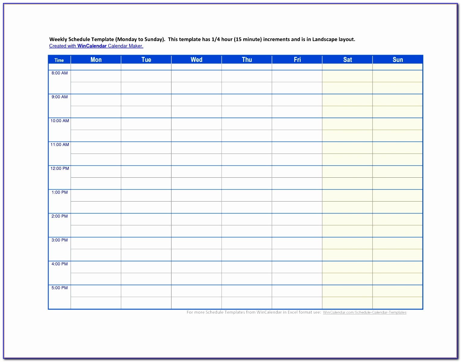 Employee Monthly Schedule Template Excel
