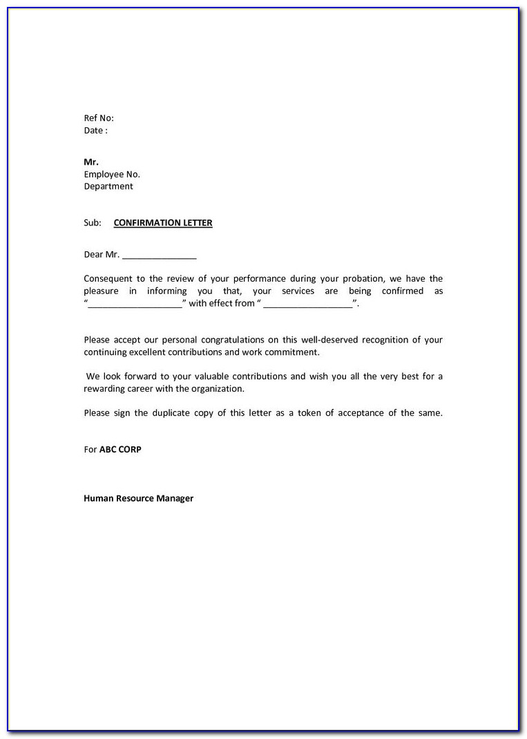Employee Probation Extension Letter