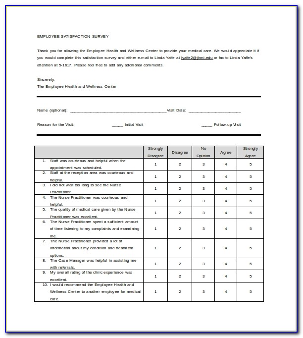 Employee Questionnaire Template Word