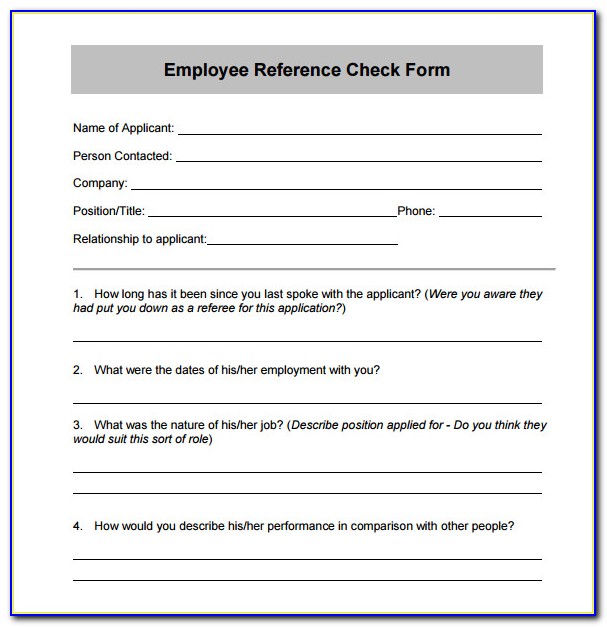 Employee Reference Check Form Uk