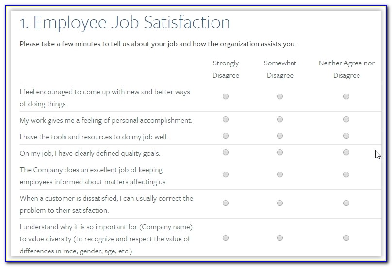 Employee Satisfaction Survey Format Pdf